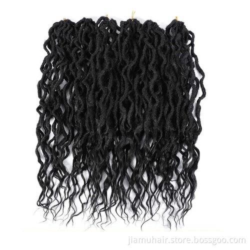 Wholesale goddess locs crochet synthetic braiding hair curly ends ombre faux locs hair braids crochet locs hair extensions